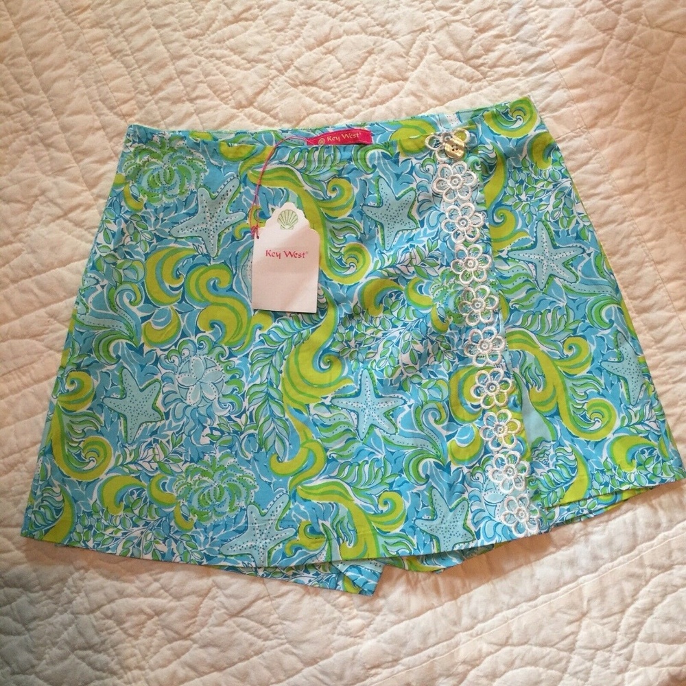 KEY WEST Starfish Print Wrap Skirt Skort *like LILLY pulitzer* NWT